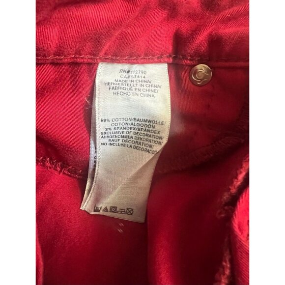 True Religion Swarovski Crystals Logo Leggings Red Skinny Jeans Size 26 - Picture 8 of 11